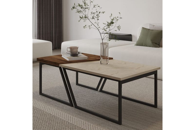 Bulskoll Soffbord 120 cm - Travertine/Valnöt - Möbler - Bord & matgrupp - Soffbord