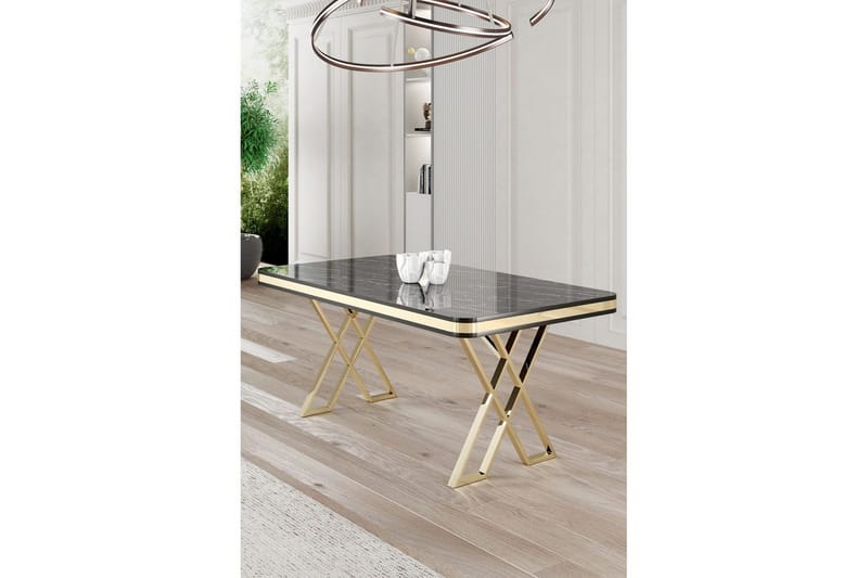 Calchera Matbord 130 cm Rektangulär - Svart Marmor/Guld - Möbler - Bord & matgrupp - Matbord & köksbord