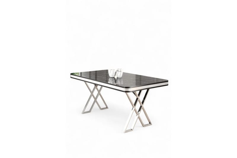 Calchera Matbord 130 cm Rektangulär, Svart Marmor/Krom