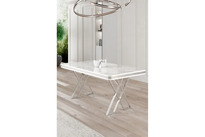 Calchera Matbord 130 cm Rektangulär - Vit Marmor/Krom - Möbler - Bord & matgrupp - Matbord & köksbord