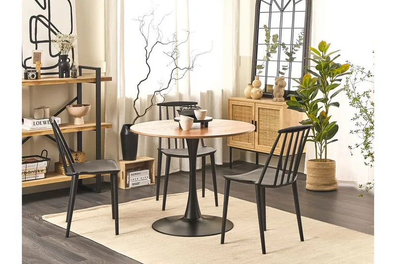 Calmar Matbord 90 cm Rund - Ljusbrun/Svart - Möbler - Bord & matgrupp - Matbord & köksbord