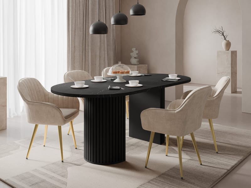 Calvion Matbord 185 cm Oval - Svart - Möbler - Bord & matgrupp - Marmorbord