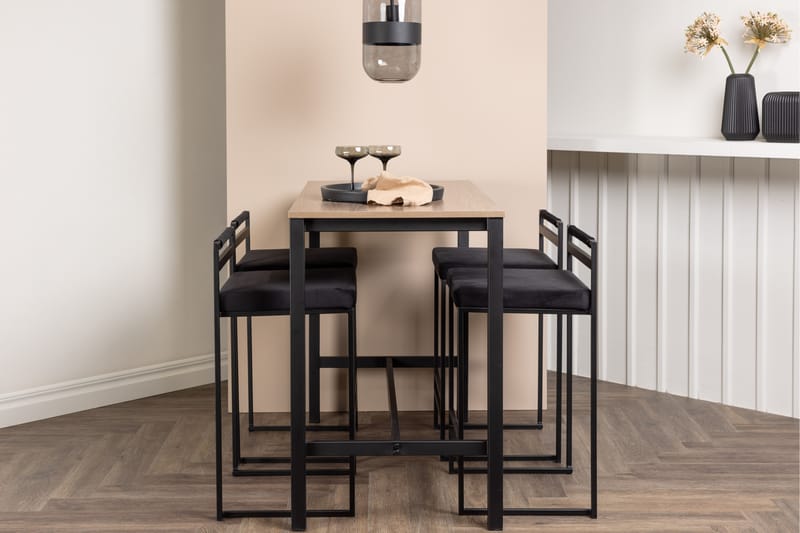 Camden Barbord 60x120 cm med 4 Opelika Stolar - Svart - Möbler - Bord & matgrupp - Barbord & ståbord