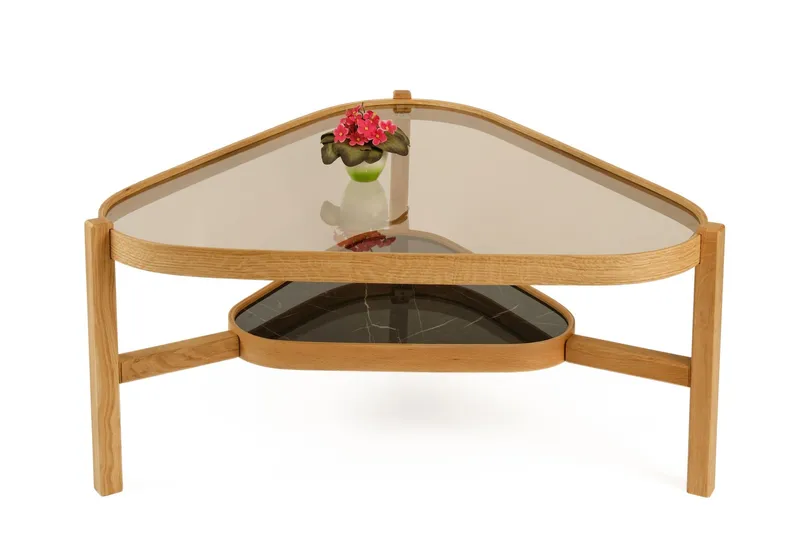 Capella Soffbord 95x48x95 cm, Ek och svart marmor