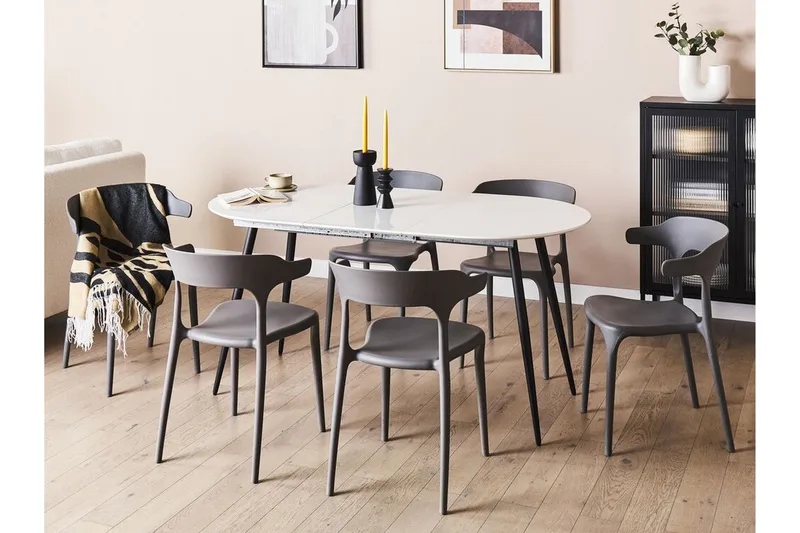 Castellana Matbord Förlängningsbart 120-160x80 cm - Vit/Svart - Möbler - Bord & matgrupp - Matbord & köksbord