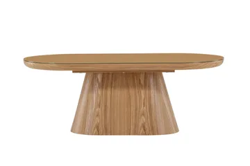 Castor Ovalt Soffbord i Glas med Träunderrede - Beige - Möbler - Bord & matgrupp - Soffbord