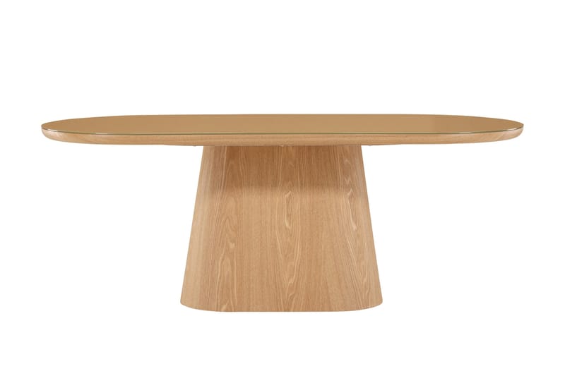 Castor Stort Ovalt Matbord 200 cm med Glasskiva och Ekutseende, Brun