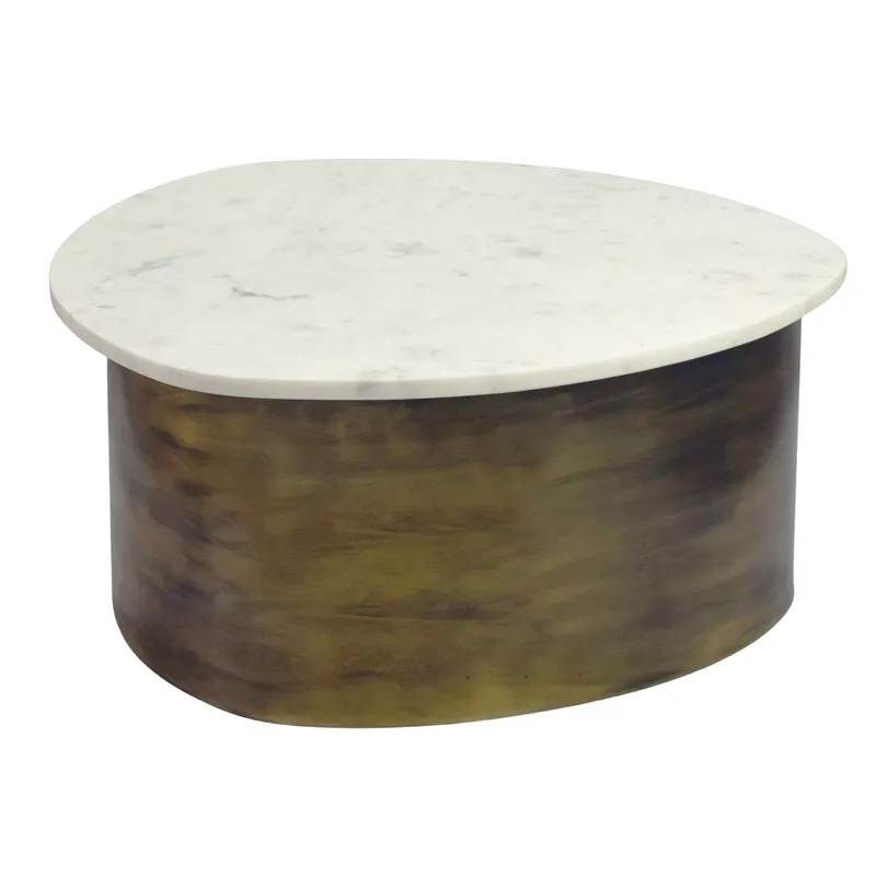 Cedrik Soffbord med marmorskiva, vit / guld