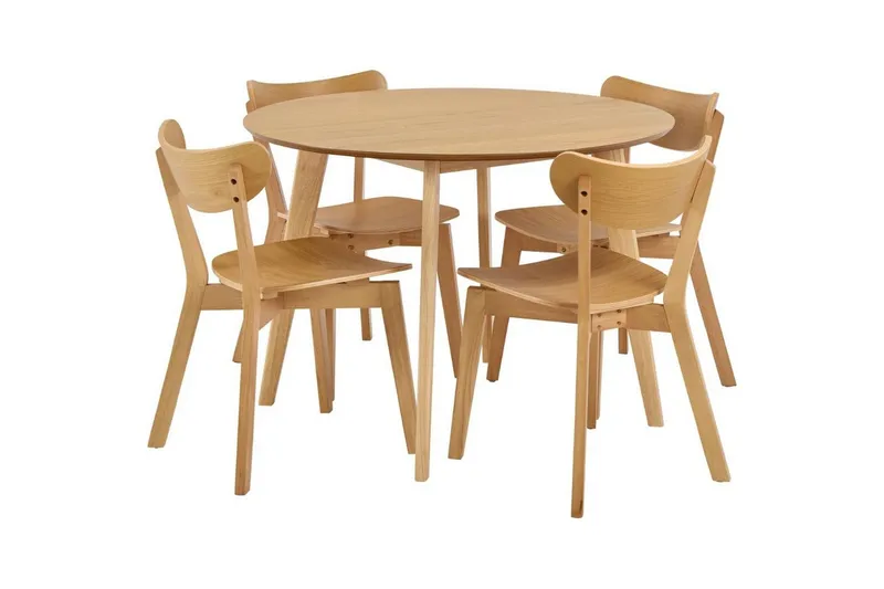 Celtik Matgrupp Rund 105 cm + 4 st Matstolar, Beige