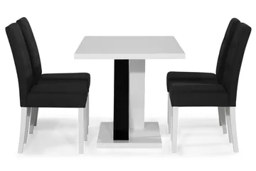 Cesi Matgrupp 140 cm med 4 Viktor Stol - Vit/Svart/Svart PU - Möbler - Bord & matgrupp - Matgrupp