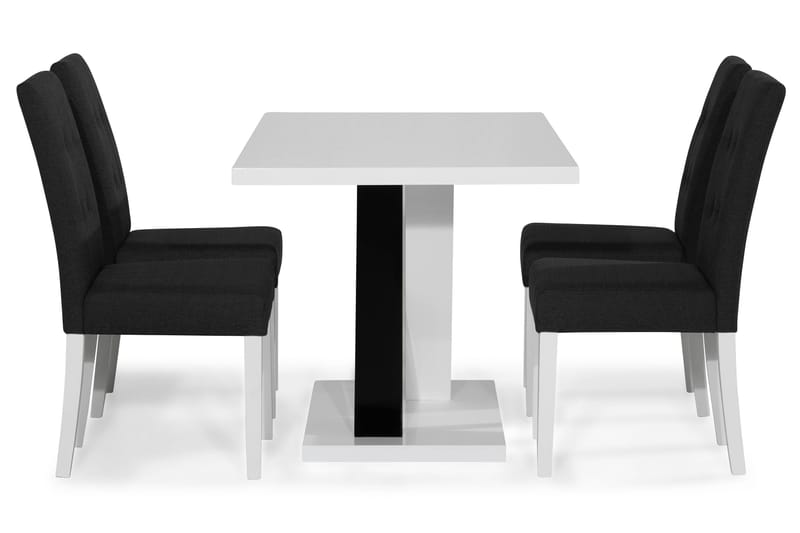 Cesi Matgrupp 140 cm med 4 Viktor Stol - Vit/Svart/Svart PU - Möbler - Bord & matgrupp - Matgrupp