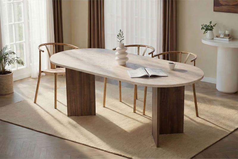 Ceylin Matbord 200x75x90 cm - Travertine Walnut - Möbler - Bord & matgrupp - Matbord & köksbord