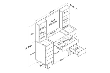 Ceylon Sminkbord 120 cm - Vit - Möbler - Bord & matgrupp - Sminkbord & toalettbord
