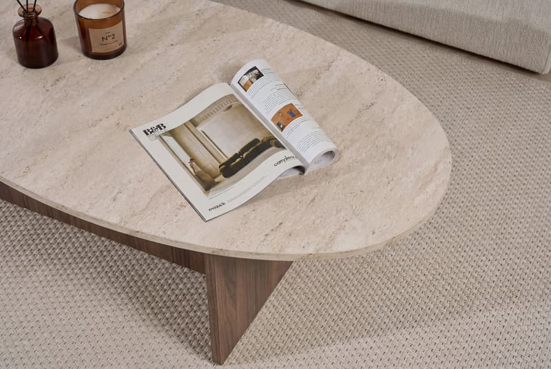 Ceyra Soffbord 120x40x65 cm - Travertine Walnut - Möbler - Bord & matgrupp - Soffbord