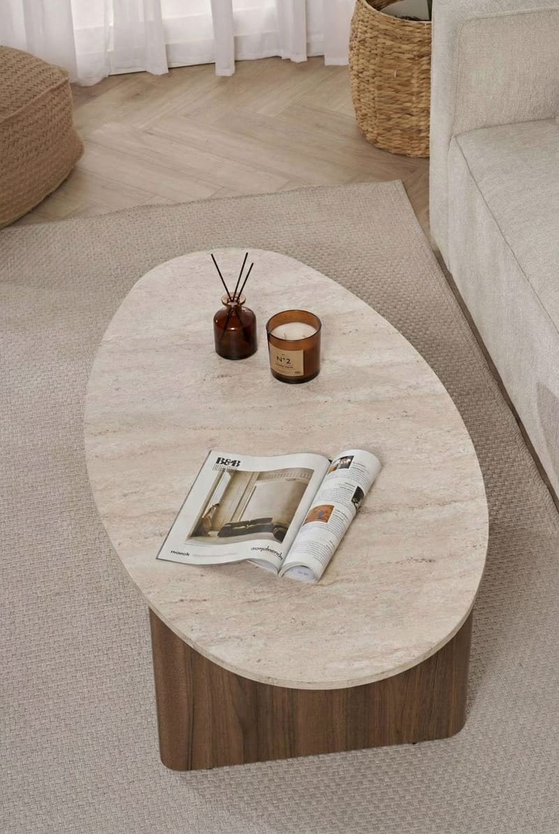 Ceyra Soffbord 120x40x65 cm - Travertine Walnut - Möbler - Bord & matgrupp - Soffbord