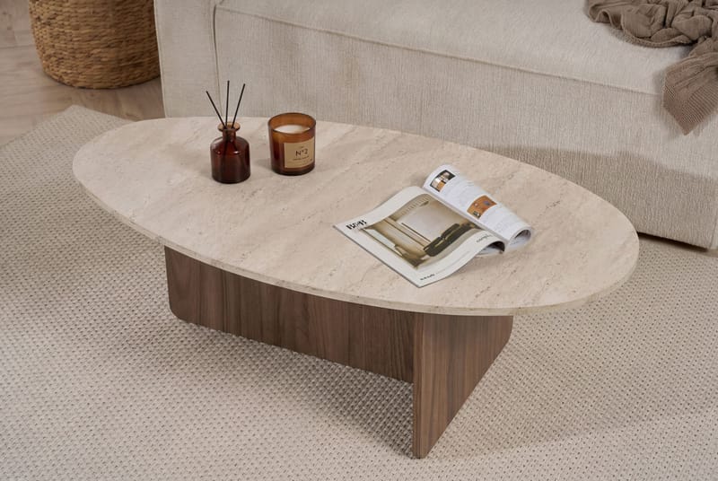 Ceyra Soffbord 120x40x65 cm - Travertine Walnut - Möbler - Bord & matgrupp - Soffbord