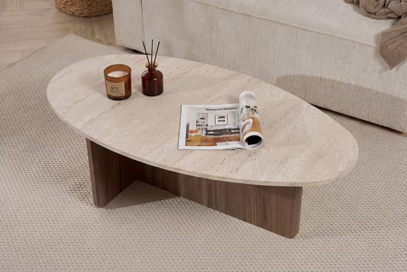 Ceyra Soffbord 120x40x65 cm - Travertine Walnut - Möbler - Bord & matgrupp - Soffbord