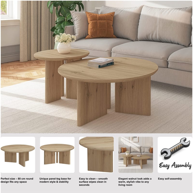 Chatham 80 cm Runt Soffbord i Ek - Beige - Möbler - Bord & matgrupp - Soffbord