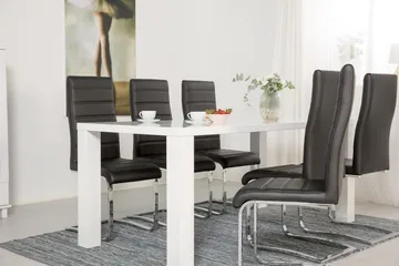 Cibus Matgrupp 180 cm med 6 Stolar - Vit/Svart Konstläder - Möbler - Bord & matgrupp - Matgrupp