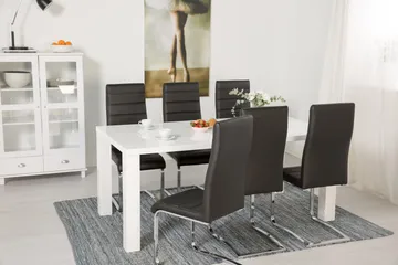 Cibus Matgrupp 180 cm med 6 Stolar - Vit/Svart Konstläder - Möbler - Bord & matgrupp - Matgrupp
