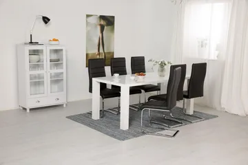 Cibus Matgrupp 180 cm med 6 Stolar - Vit/Svart Konstläder - Möbler - Bord & matgrupp - Matgrupp