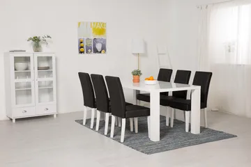 Cibus Matgrupp 180 cm med 6 Viktor Stol - Vit/Svart - Möbler - Bord & matgrupp - Matgrupp