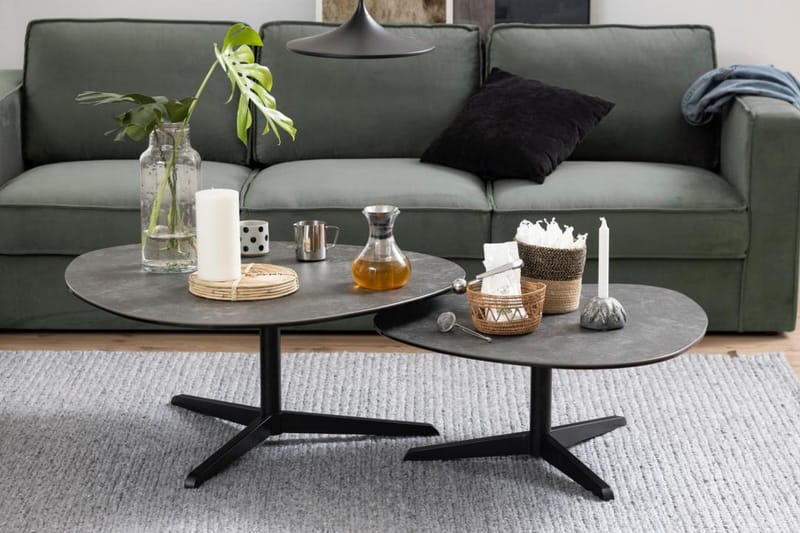Cimino Ovalt Soffbord 100 cm i Keramik med Metallunderrede - Mörkgrå - Möbler - Bord & matgrupp - Soffbord