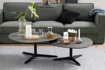 Cimino Ovalt Soffbord 84 cm i Keramik med Metallunderrede - Mörkgrå - Möbler - Bord & matgrupp - Soffbord