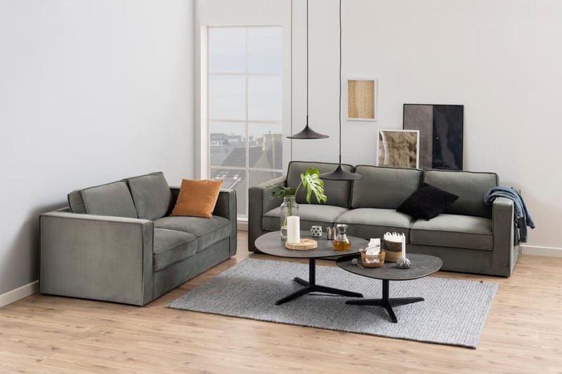 Cimino Ovalt Soffbord 84 cm i Keramik med Metallunderrede - Mörkgrå - Möbler - Bord & matgrupp - Soffbord