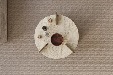 Cindral Soffbord 70 cm Rund - Travertin Och Valnöt - Möbler - Bord & matgrupp - Soffbord