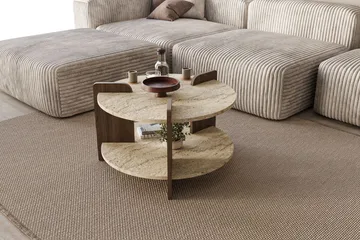 Cindral Soffbord 70 cm Rund - Travertin Och Valnöt - Möbler - Bord & matgrupp - Soffbord