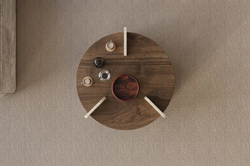 Cindral Soffbord 70 cm Rund - Valnöt Och Travertin - Möbler - Bord & matgrupp - Soffbord