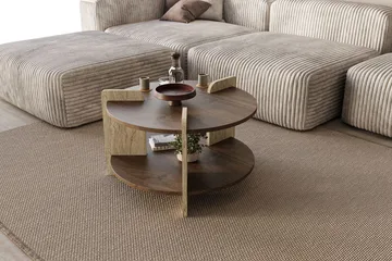 Cindral Soffbord 70 cm Rund - Valnöt Och Travertin - Möbler - Bord & matgrupp - Soffbord