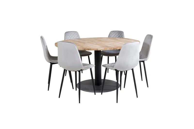 Cirebon Matgrupp 140 cm Rund med 6 Polar stolar, Svart