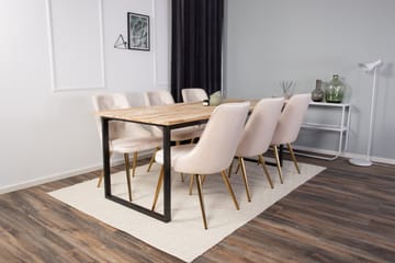Cirebon Matgrupp 200 cm Rektangulär med 6 Velvet Deluxe stolar - Beige - Möbler - Bord & matgrupp - Matgrupp