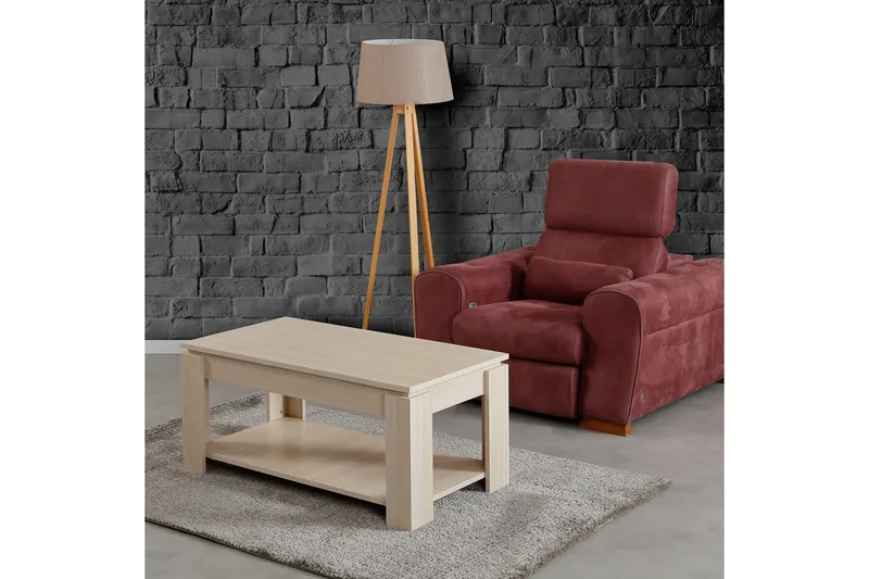 Comfortale Soffbord 104 cm med Förvaring Hylla - Ljus Ekfärg - Möbler - Bord & matgrupp - Soffbord