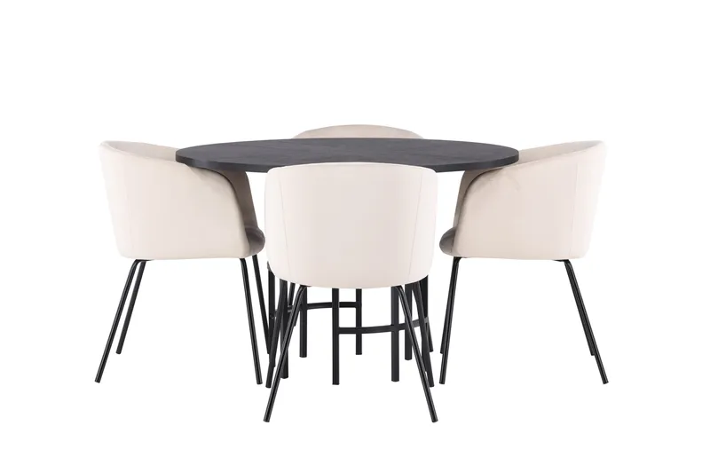 Copenhagen Matgrupp 115 cm Rund med 4 Berit stolar - Beige - Möbler - Bord & matgrupp - Matgrupp