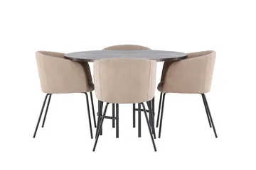 Copenhagen Matgrupp 115 cm Rund med 4 Berit stolar - Beige - Möbler - Bord & matgrupp - Matgrupp