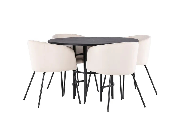 Copenhagen Matgrupp 115 cm Rund med 4 Berit stolar - Beige - Möbler - Bord & matgrupp - Matgrupp
