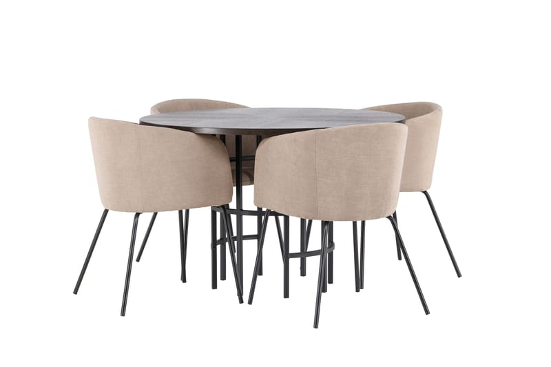 Copenhagen Matgrupp 115 cm Rund med 4 Berit stolar - Beige - Möbler - Bord & matgrupp - Matgrupp