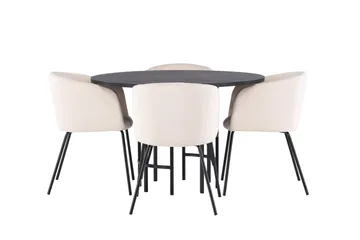 Copenhagen Matgrupp 115 cm Rund med 4 Berit stolar - Beige - Möbler - Bord & matgrupp - Matgrupp