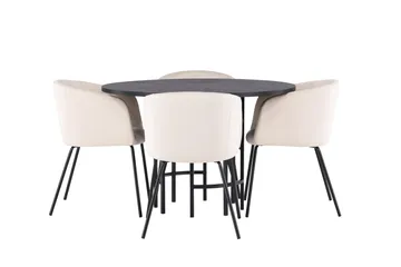 Copenhagen Matgrupp 115 cm Rund med 4 Berit stolar - Beige - Möbler - Bord & matgrupp - Matgrupp
