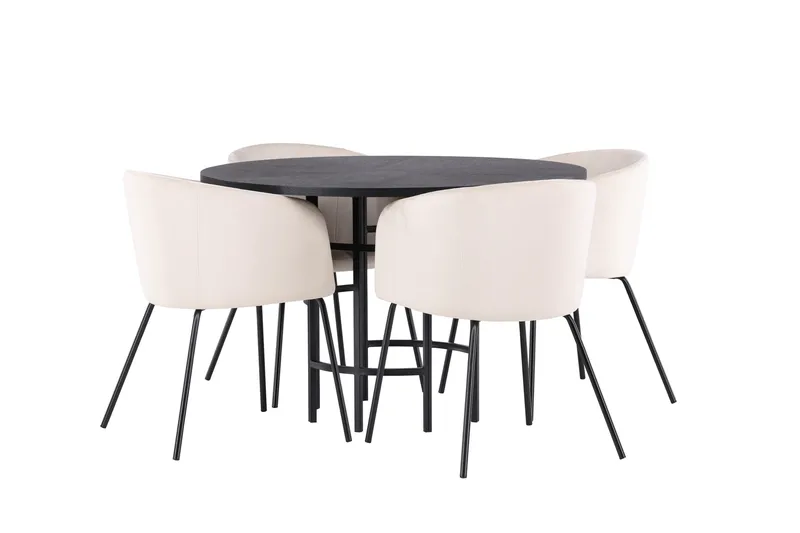 Copenhagen Matgrupp 115 cm Rund med 4 Berit stolar - Beige - Möbler - Bord & matgrupp - Matgrupp