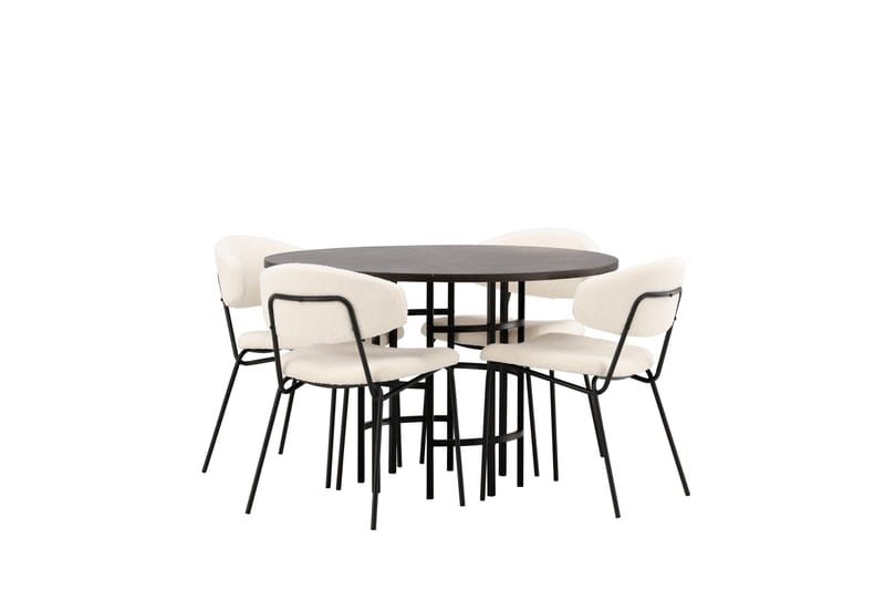 Copenhagen Matgrupp 115 cm Rund med 4 Chico Stolar - Svart - Möbler - Bord & matgrupp - Matgrupp