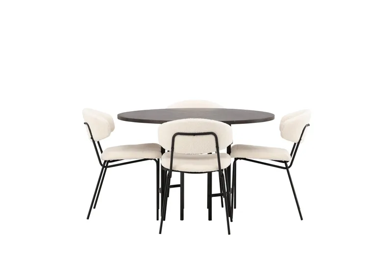 Copenhagen Matgrupp 115 cm Rund med 4 Chico Stolar, Svart