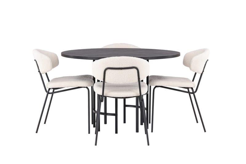 Copenhagen Matgrupp 115 cm Rund med 4 Chico Stolar, Svart
