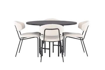 Copenhagen Matgrupp 115 cm Rund med 4 Chico Stolar - Svart - Möbler - Bord & matgrupp - Matgrupp