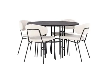 Copenhagen Matgrupp 115 cm Rund med 4 Chico Stolar - Svart - Möbler - Bord & matgrupp - Matgrupp