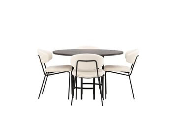 Copenhagen Matgrupp 115 cm Rund med 4 Chico Stolar - Svart - Möbler - Bord & matgrupp - Matgrupp