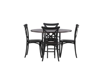 Copenhagen Matgrupp 115 cm Rund med 4 Crosett stolar - Svart - Möbler - Bord & matgrupp - Matgrupp